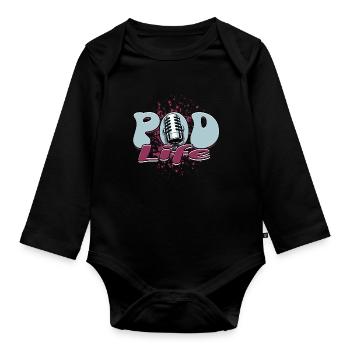 Podcast Podcaster Podcasting - Organic Longsleeve Baby Bodysuit - black - Front