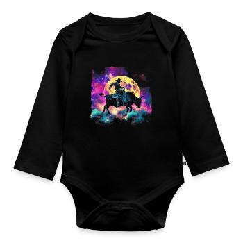 Bullrider Bull Riding Cowboy Howling Moon - Organic Longsleeve Baby Bodysuit - black - Front