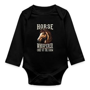 Cheval Equestre Chef de la Ferme - Body Bébé bio manches longues - noir - Devant