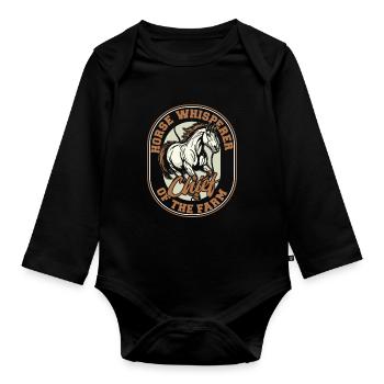 Pferd Reitsport Chef Der Farm - Baby Bio-Langarm-Body - Schwarz - Vorne