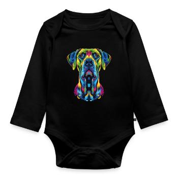 Chien Rhodesian Ridgeback Popart - Body Bébé bio manches longues - noir - Devant