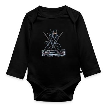 Hockey Hockey Ninja - Organic Longsleeve Baby Bodysuit - black - Front