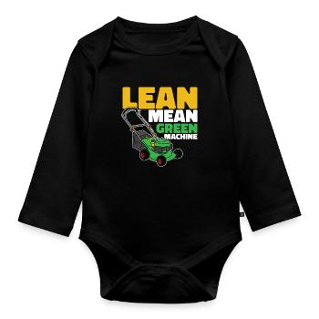 Rasenmäher Mähen - Baby Bio-Langarm-Body - Schwarz - Vorne