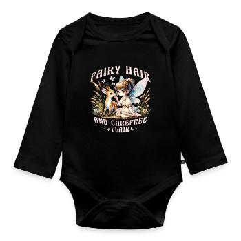 Fee Fairy Fairycore Fairy Hair And Carefree Flair - Organic Longsleeve Baby Bodysuit - black - Front