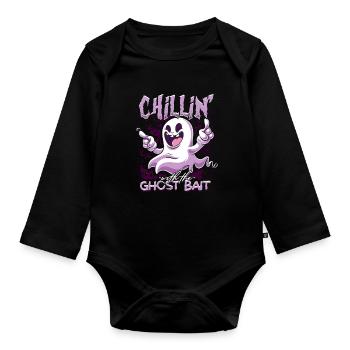 Geisterköder Halloween Chillin avec l’appât fantôme - Body Bébé bio manches longues - noir - Devant