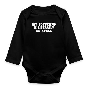 Funny Concert My boyfriend is literally on stage - Body Bébé bio manches longues - noir - Devant