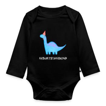 Anniversaire Garçon Brachiosaure Dino Anniversaire - Body Bébé bio manches longues - noir - Devant