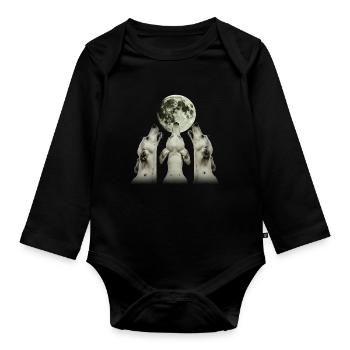 Deutsche Dogge Hund Heulender Mond - Baby Bio-Langarm-Body - Schwarz - Vorne