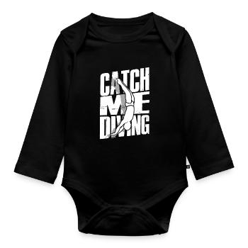 Taucher Sporttauchen Tauchen Catch Me Diving - Baby Bio-Langarm-Body - Schwarz - Vorne