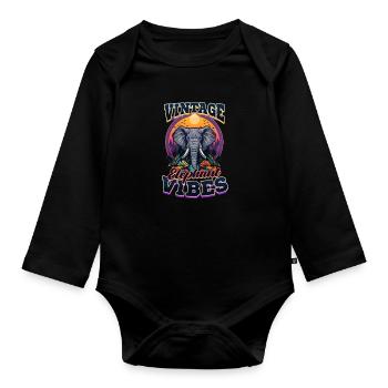 Elephant Vintage Elephant Vibes - Organic Longsleeve Baby Bodysuit - black - Front