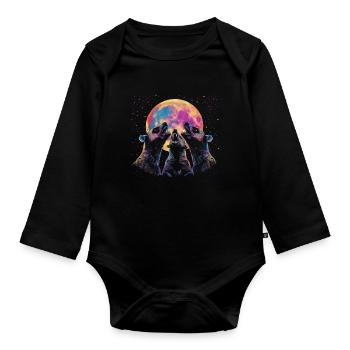 Miel Blaireau Ratel Lune Hurlante - Body Bébé bio manches longues - noir - Devant
