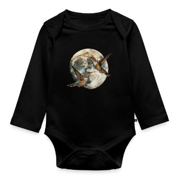 Kolibri Vogel Heulender Mond - Baby Bio-Langarm-Body - Schwarz - Vorne