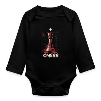 Queen Chess Masterpiece Design - Organic Longsleeve Baby Bodysuit - black - Front