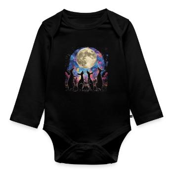 Kangourou Australie Lune Hurlante - Body Bébé bio manches longues - noir - Devant