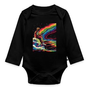 Eisfischen Fischer Fischer Popart - Baby Bio-Langarm-Body - Schwarz - Vorne