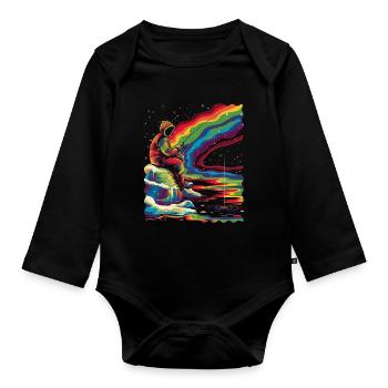 Eisfischen Fischer Fischer Popart - Baby Bio-Langarm-Body - Schwarz - Vorne