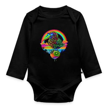Kiwi Animal Fruit Lunettes de soleil Plage Arc-en-ciel Popa - Body Bébé bio manches longues - noir - Devant