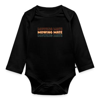 Lawn mower mowing - Organic Longsleeve Baby Bodysuit - black - Front