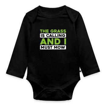 Rasenmäher Mähen - Baby Bio-Langarm-Body - Schwarz - Vorne
