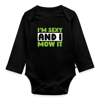 Rasenmäher Mähen - Baby Bio-Langarm-Body - Schwarz - Vorne