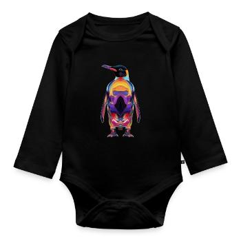 Pinguin Flugloser Vogel Popart - Baby Bio-Langarm-Body - Schwarz - Vorne