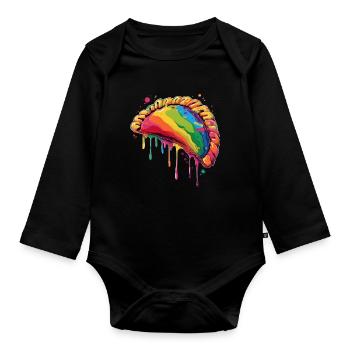 Pierogi Polonais Pologne Popart - Body Bébé bio manches longues - noir - Devant