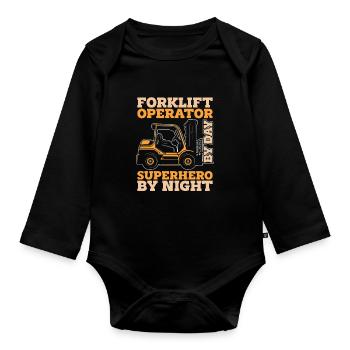 Forklift Forklift Driver - Organic Longsleeve Baby Bodysuit - black - Front
