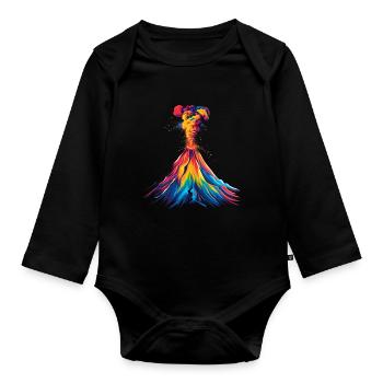 Volcano Geology Magma Lava Popart - Organic Longsleeve Baby Bodysuit - black - Front