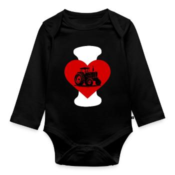 I love Traktor - Baby Bio-Langarm-Body - Schwarz - Vorne