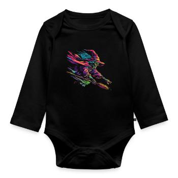 Hexenbesen Halloween Spooky Popart - Baby Bio-Langarm-Body - Schwarz - Vorne