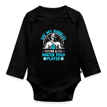 Mange mes bulles Je suis un joueur de water-polo Pol aquatique - Body Bébé bio manches longues - noir - Devant