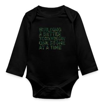 Mason Masonic Camo Freemason - Baby Bio-Langarm-Body - Schwarz - Vorne