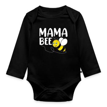 Apiculteur Apiculture Mama Mama Bee - Body Bébé bio manches longues - noir - Devant