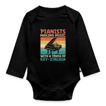 Pianisten, die Musik machen mit einem Hauch von Tasten-Stalgie - Baby Bio-Langarm-Body - Schwarz - Vorne