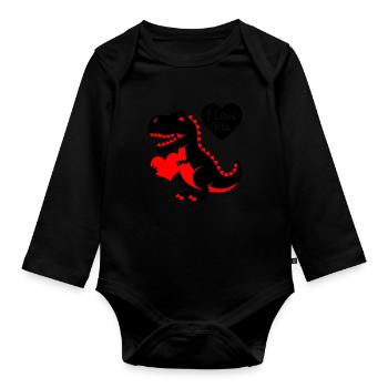 High-contrast Baby-t-rex - Organic Longsleeve Baby Bodysuit - black - Front