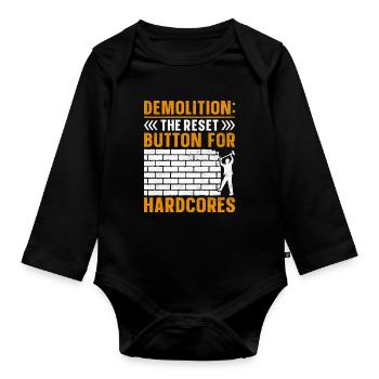 Funny House Demolition Day Abriss-Reset-Taste - Baby Bio-Langarm-Body - Schwarz - Vorne