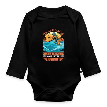 Spüren Sie das Rauschen der Meeresbrise auf Ihrem Jetski - Baby Bio-Langarm-Body - Schwarz - Vorne