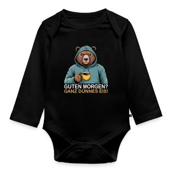 Bonjour très mince glace Grizzly drôle d’ours - Body Bébé bio manches longues - noir - Devant