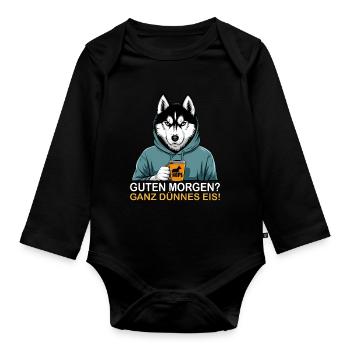 Good morning very thin - Organic Longsleeve Baby Bodysuit - black - Front