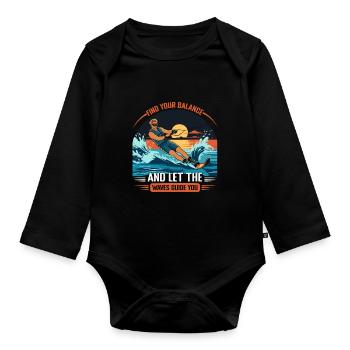 Find your balance and let the waves guide you. - Organic Longsleeve Baby Bodysuit - black - Front