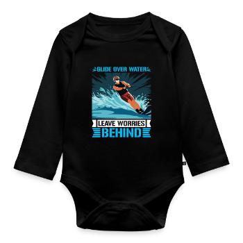 Glide over water, leave worries behind. - Organic Longsleeve Baby Bodysuit - black - Front