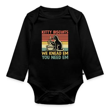 Kitty Biscuits We Knead Em You Need Em Baking Bake - Organic Longsleeve Baby Bodysuit - black - Front