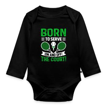 Né pour servir – sur et en dehors du terrain ! - Body Bébé bio manches longues - noir - Devant
