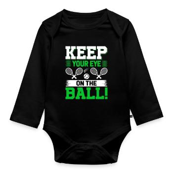 Behalten Sie den Ball im Auge! - Baby Bio-Langarm-Body - Schwarz - Vorne