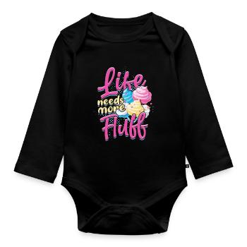 La vie en barbe à papa a besoin de plus de peluches - Body Bébé bio manches longues - noir - Devant