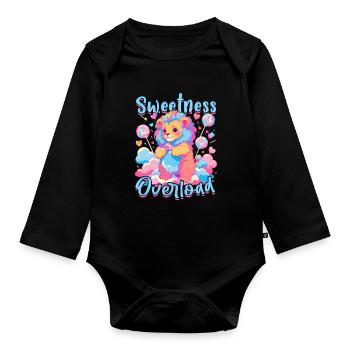 Zuckerwatte Sweetness Overload - Baby Bio-Langarm-Body - Schwarz - Vorne