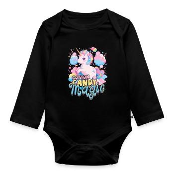 Zuckerwatte Cotton Candy Magic - Baby Bio-Langarm-Body - Schwarz - Vorne