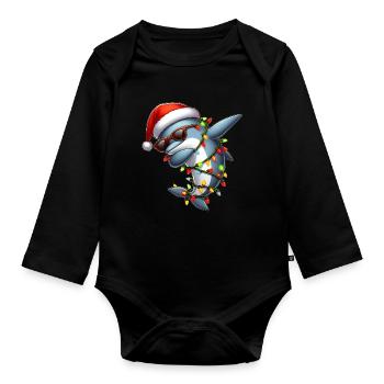 Polka Dot Dolphin Sunglasses Cute Christmas - Organic Longsleeve Baby Bodysuit - black - Front