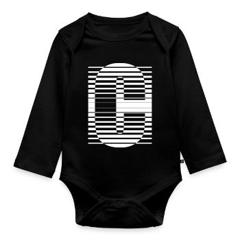 LETTER C - Organic Longsleeve Baby Bodysuit - black - Front