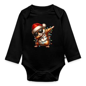 Tupfende Hamster Hammy Sonnenbrille Niedlich Weihn - Baby Bio-Langarm-Body - Schwarz - Vorne